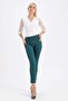 Thick Belted D Buckle Ankle Length Normal Waist Lycra Fabric Trousers - Dark Green - 2