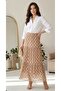 Women's Modest Wear Layered Ruffled Polka Dot Skirt Milk Brown White - 2