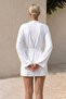 Women's Soft V-Neck Belted White Kimono - 6