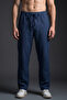 Men's Relaxed Wide-Leg Navy Blue Linen Trousers