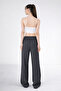 Women's Anthracite Linen Blend Loose Fit Trousers - 3