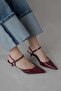 Melvin Women's Heeled Wrinkled Leather Shoes Claret Red