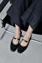 Libon Women's Buckle Detailed Satin Ballerinas Black - 2