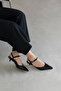 Melvin Women's Heeled Wrinkled Leather Shoes Black - 2