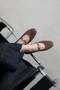 Libon Women's Buckle Detail Suede Ballerinas Brown