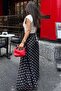 Black Polka Dot Maxi Women's Satin Skirt Mg2725 - 5