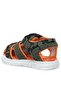 Khaki Green and Orange Baby Sandals - 4
