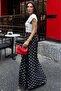 Black Polka Dot Maxi Women's Satin Skirt Mg2725 - 2