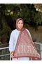 Minel Scarf Shawl – Ethnic Patterned Shawl, Silk Texture, Non-Slip, Lightweight & Stylish for Daily Use Tile/Beige - 7
