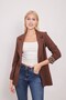 Collared Pocket Long Sleeve Arm if You Want It Can Be Folded Cotton Fabric Blazer Office Jacket-Coffee - 2