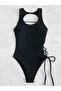 Rope Detailed Black One Piece Women's Swimsuit - 6