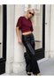 Women's premium blouse with wide sleeves sitting on the waist, burgundy - 8