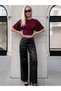 Women's premium blouse with wide sleeves sitting on the waist, burgundy - 7
