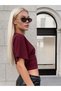 Women's premium blouse with wide sleeves sitting on the waist, burgundy - 9