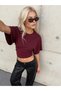 Women's premium blouse with wide sleeves sitting on the waist, burgundy - 3