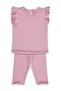 Striped Daisy Buttoned 6-18 Month Set - Pink
