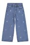 Floral Embroidered 6-9 Years Old Pants Jeans - Blue