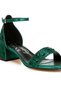 Women Rhinestone Embellished Shimmer Sandals in Green - 5