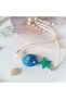 Blue Green White Starfish Seashell Oyster Handmade Polymer Clay Bracelet with Pearl Detail - 7