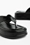 Women's Black Leather Flip-Flop Casual Comfortable Sandals - 5