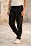 Magnus Tensel Fabric Relaxed Fit Summer Men's Trousers with Elastic Waist - Black - 7
