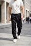 Magnus Tensel Fabric Relaxed Fit Summer Men's Trousers with Elastic Waist - Black - 3