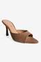 Women's Suede Stiletto Pointed Toe Front and Back Open Heel Slippers Cedra Taupe - 5