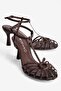 Women's Heeled Shoes Hand-Knitted Sandals Camia Brown - 2