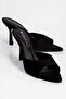 Women's Suede Stiletto Pointed Toe Front and Back Open Heeled Slippers Cedra Black - 2