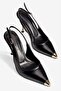 Women's Stiletto Pointed Toe Metal Toe Detail Open Back Heeled Shoes Violeta Black