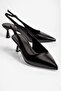 Women's Stiletto Pointed Toe Open Back Heeled Shoes Noora Black - 2