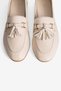 Women's Genuine Leather Ballet Flats Tassel Detailed Loafers Perina Beige - 4