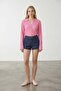 Pink V-Neck Spanish Sleeve Ruffle Fabric Shirt Alc-X15404 - 5