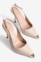 Women's Stiletto Pointed Toe Metal Toe Detail Open Back Heeled Shoes Violeta Beige
