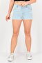 Women Washed Denim Shorts, Light Blue