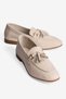 Women's Genuine Leather Ballet Flats Tassel Detailed Loafers Perina Beige - 2
