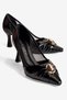 Women's Stiletto Buckle Mesh Detailed Pointed Toe Heeled Shoes Lauris Black - 2