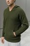 Men's Thessaloniki Knitted Standard Cut Knitwear Sweater with Hood and Pockets Khaki 25W2002 - 3