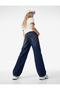 Wide-Leg Denim Trousers with Cotton Wing Embroidery Detail - 2