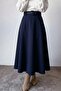 Belt Layered Flared Skirt-Navy Blue - 2