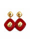 Geometric Dangle Big Earrings-2 Colorful Burgundy Gold Earrings- Stainless Steel - 2