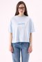Crep Women's Santorini Text Printed Crew Neck Short Sleeve T-Shirt – Oversize Fit 100% Cotton Blue - 5
