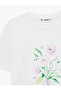 Short Sleeve Crew Neck Cotton Floral Printed Oversized T-Shirt - 5