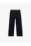 Normal Waist Cotton Belted Straight Leg Denim Trousers - Straight Fit Jean - 2