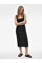Square Collar Slim Fit Thick Straps Gipeli Midi Dress of Polka Dot Pieces - 2