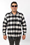 Plus Size Black-Beige Plaid Fleece Lumberjack Men's Shirt (Btl-7115-Tss) - 5