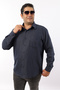 Plus Size Navy Blue-Khaki Wool Flannel Men's Shirt (Btl-7101-Tss)