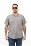 Men's Large Size Gray Color Cotton Judge Collar Pocket Short Sleeve Shirt Kk-8015-Tss
