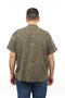Men's Large Size Khaki Color Leaf Pattern Linen Prevailing Collar Pocket Short Sleeve Shirt KK-8001-TSS - 3