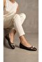 Women's Brown Leather Ballerinas with Pearl Detail 1cm Byndvb03 - 5